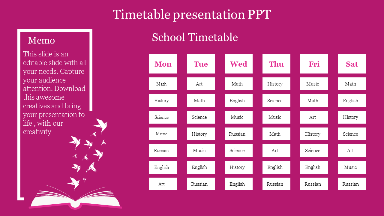 Timetable presentation PPT